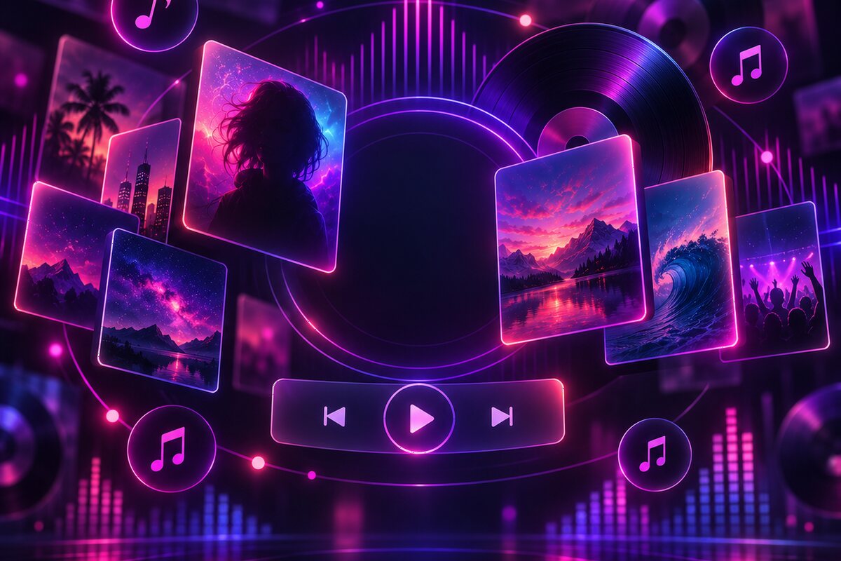 Neon-coloured music players with a palm tree motif – the discography of Stefan Brandenburg to stream on Apple Music